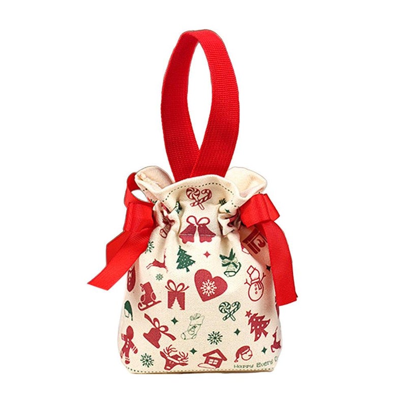 1PC Christmas Canvas Drawstring Bag Cute Christmas Pattern Candy Cookie Gift Bag 2026 Xmas Party Gift Packaging Storage Bag (6#) - Image 1